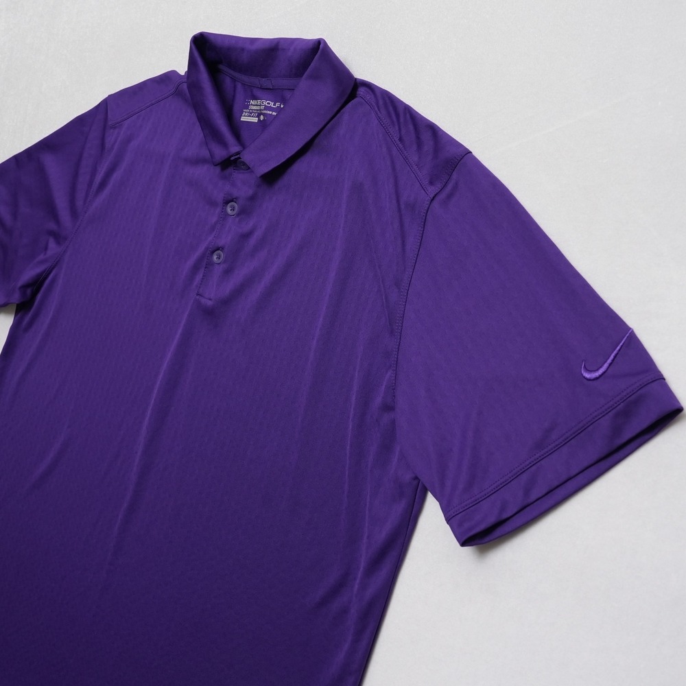 Nike Golf Dri-FIT Polo Shirt Mens Large Purple Swoosh Performance Golf - Picture 5 of 15